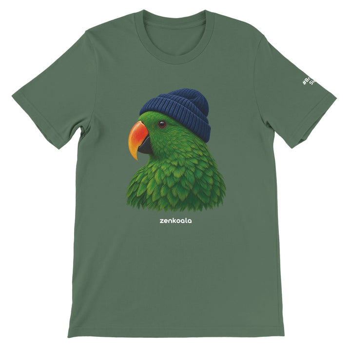 Parrot Beanie feel-good tee in military green, Zen Koala Australia