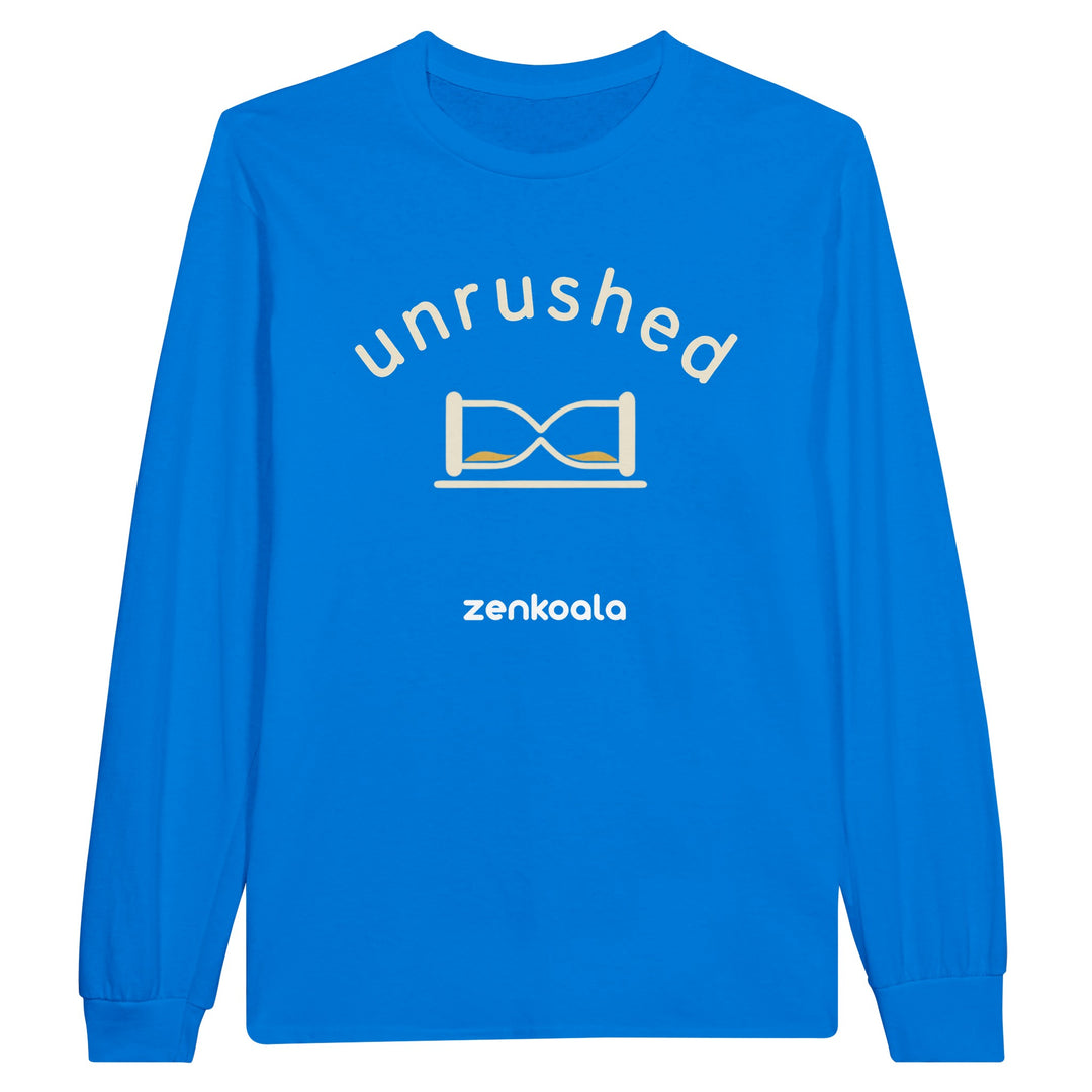 Unrushed long sleeve tee in royal — Zen Koala Australia