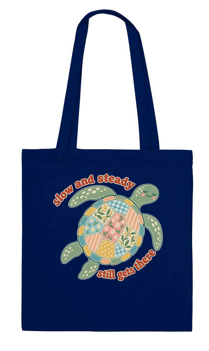 Slow and Steady Turtle feel-good tote bag in navy, Zen Koala Australia