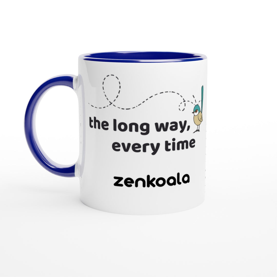 The Long Way Every Time feel-good mug, blue inside — Zen Koala Australia