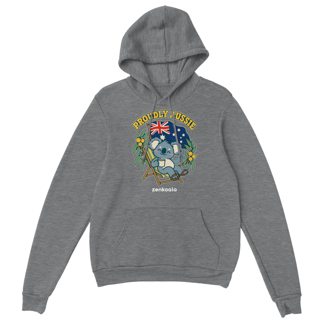 Proudly Aussie feel-good hoodie in sport grey, Zen Koala Australia
