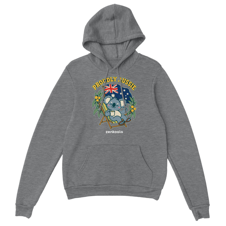 Proudly Aussie feel-good hoodie in sport grey, Zen Koala Australia