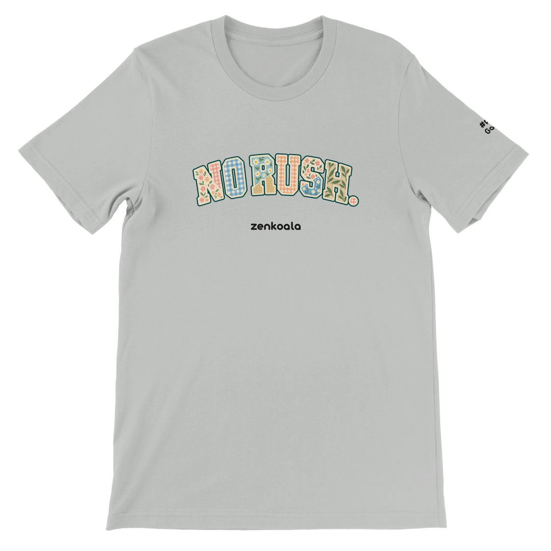 No Rush Faux Patchwork feel-good tee in silver, Zen Koala Australia