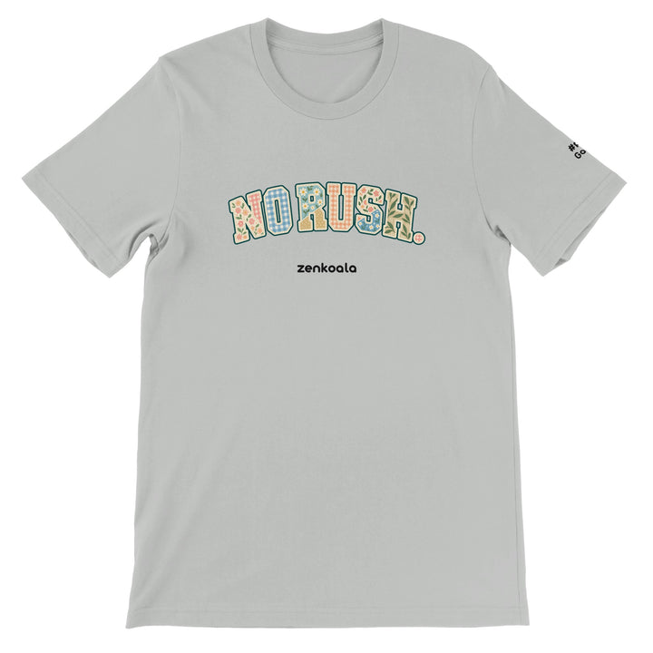 No Rush Faux Patchwork feel-good tee in silver, Zen Koala Australia