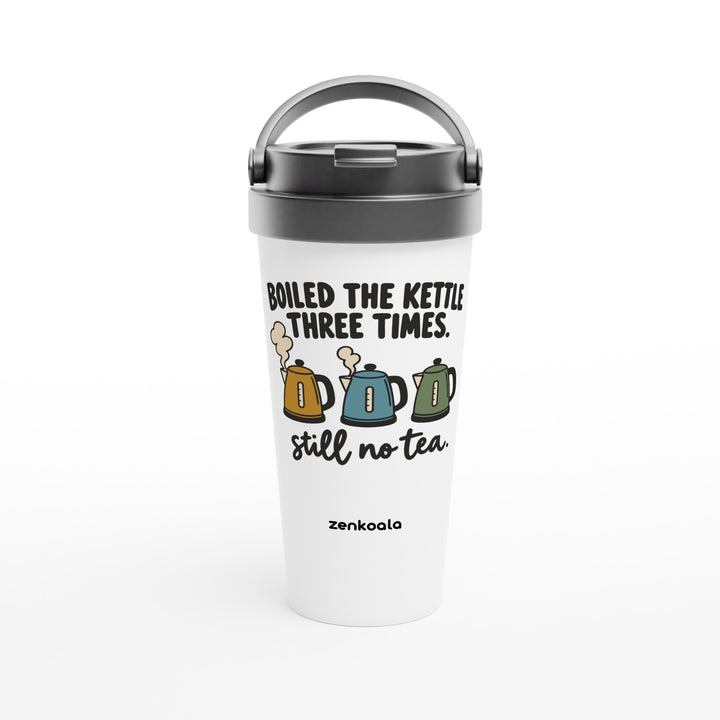 Boiled the Kettle Three Times feel-good travel mug: three retro kettles and still no tea, Zen Koala Australia