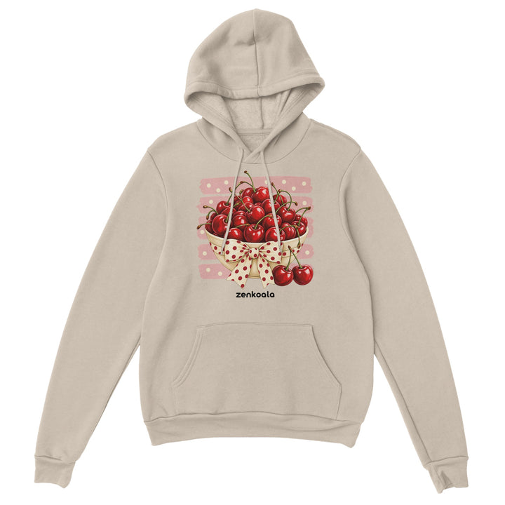 Cherries feel-good hoodie in sand, Zen Koala Australia
