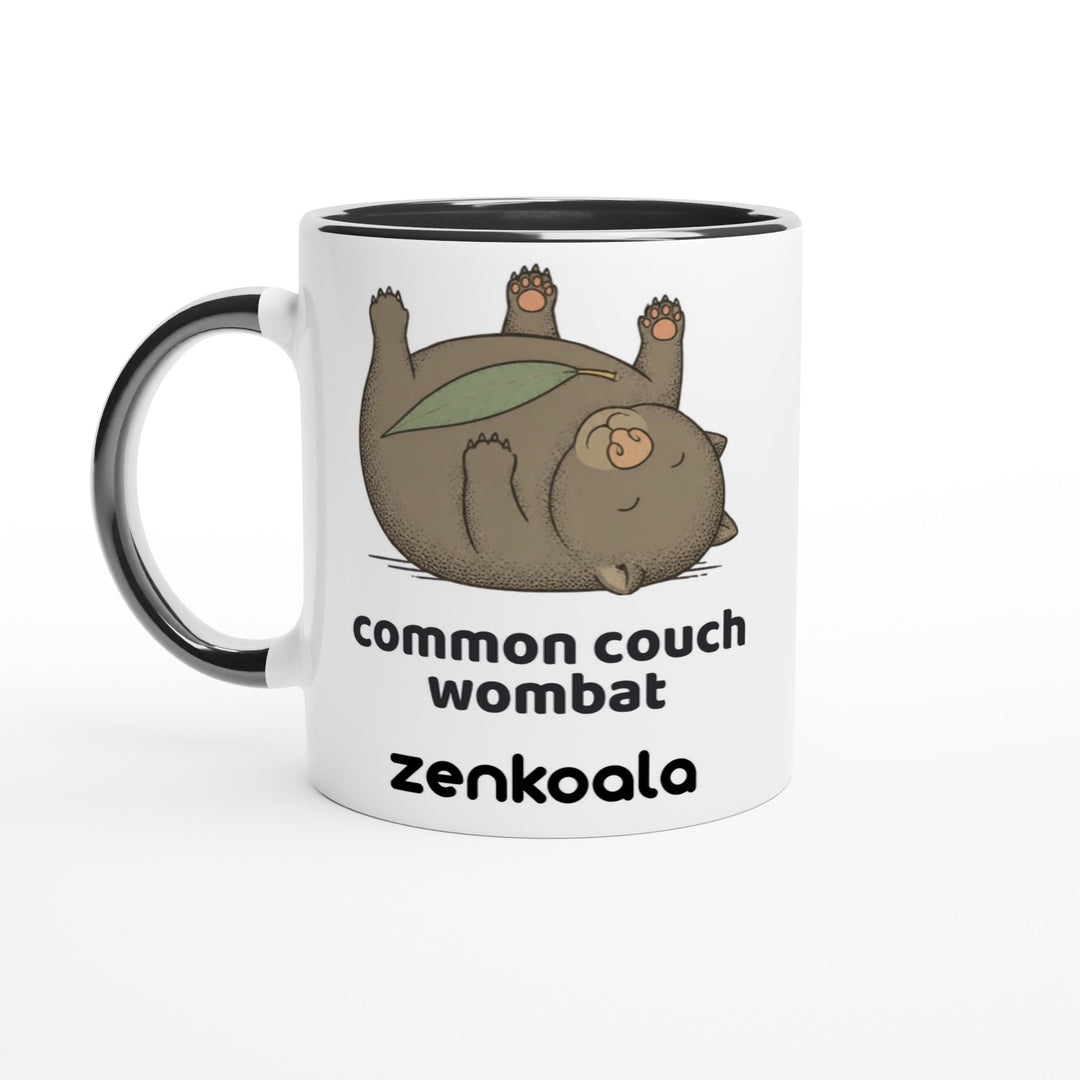 Common Couch Wombat feel-good mug, black inside — Zen Koala Australia