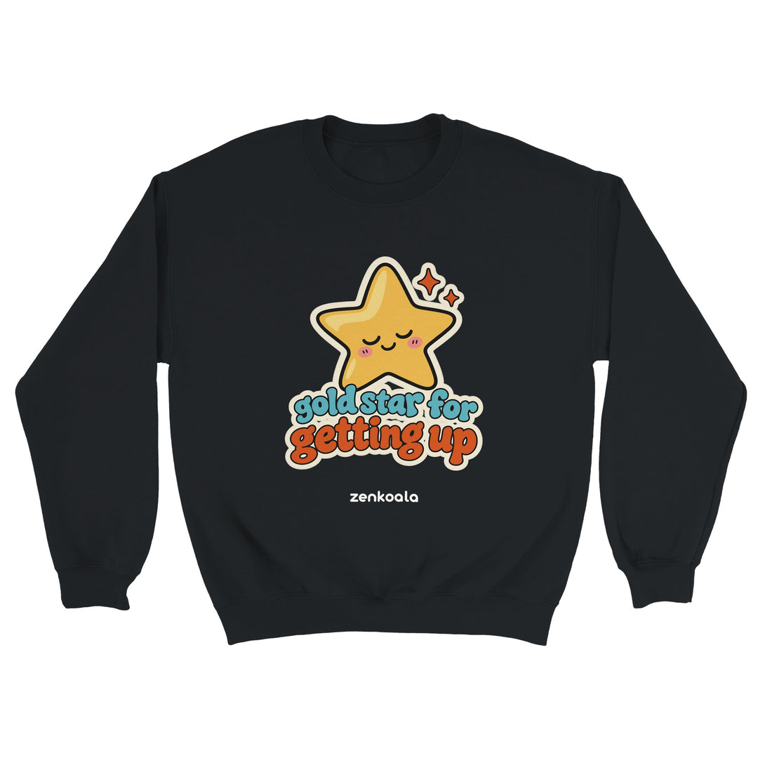 Gold Star for Getting Up feel-good sweatshirt in black, Zen Koala Australia