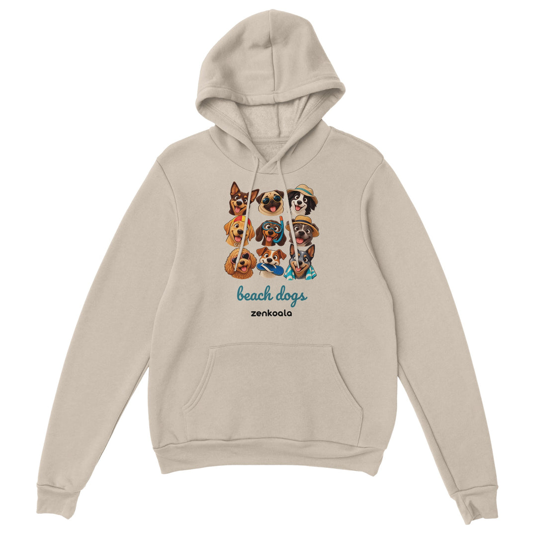 Beach Dogs feel-good hoodie in sand, Zen Koala Australia