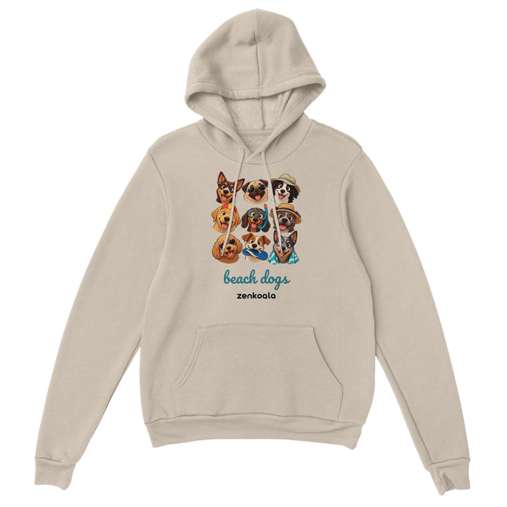 Beach Dogs feel-good hoodie in sand, Zen Koala Australia