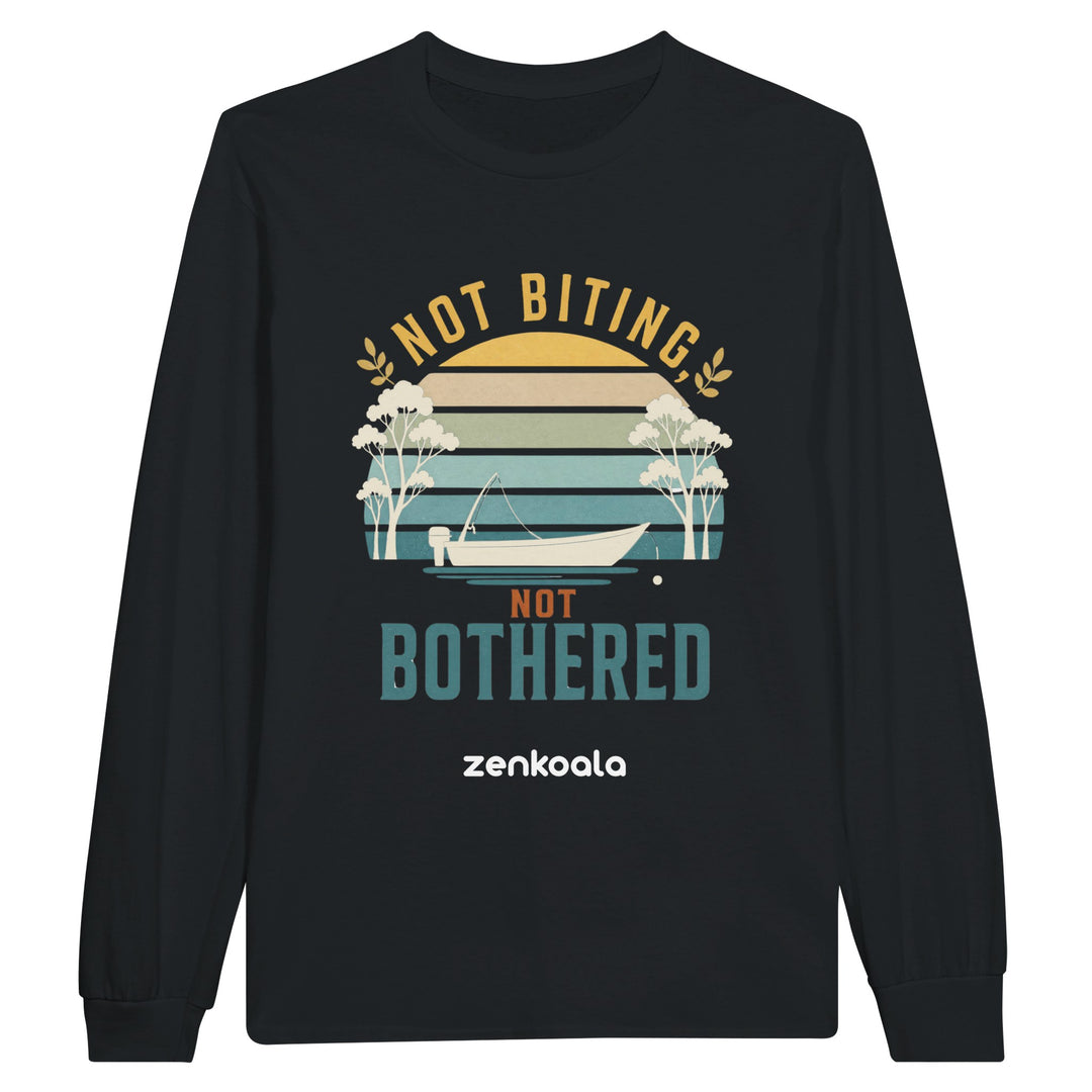 Not Biting Not Bothered long sleeve tee in black — Zen Koala Australia