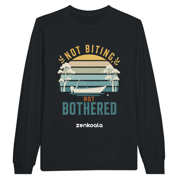 Not Biting Not Bothered long sleeve tee in black — Zen Koala Australia