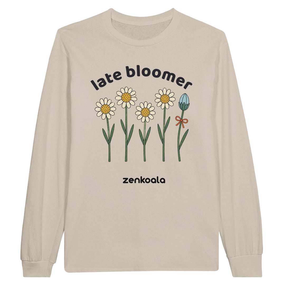 Late Bloomer long sleeve tee in sand — Zen Koala Australia