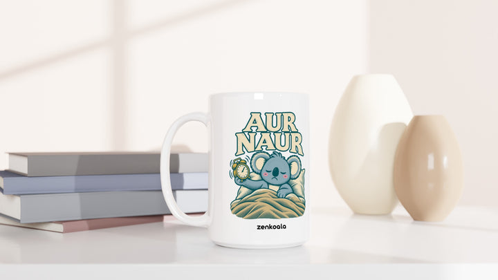 Aur Naur 15oz mug beside books and vases, Zen Koala Australia