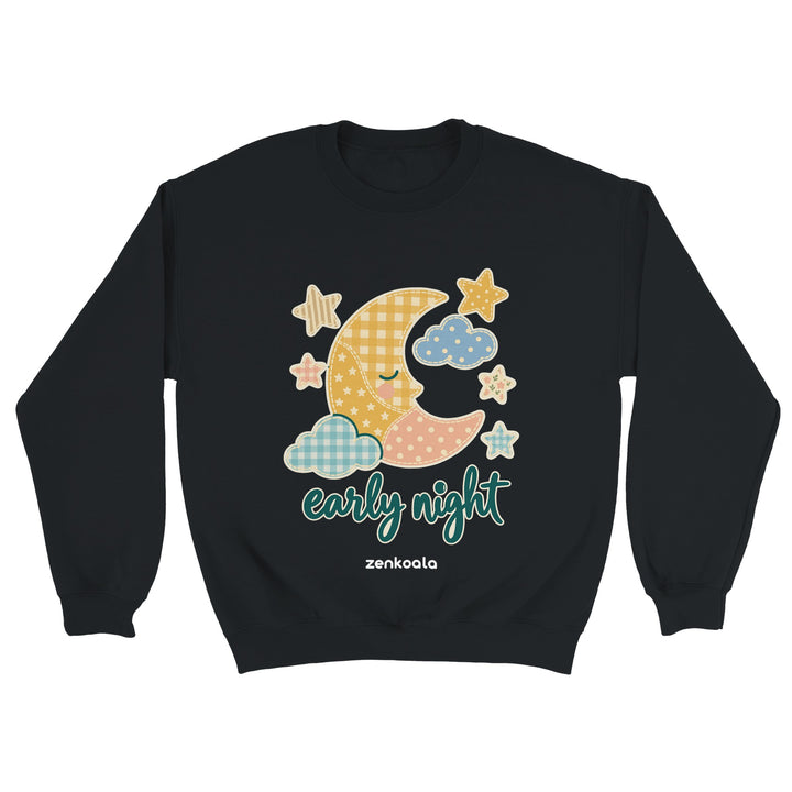 Early Night Moon feel-good sweatshirt in black, Zen Koala Australia