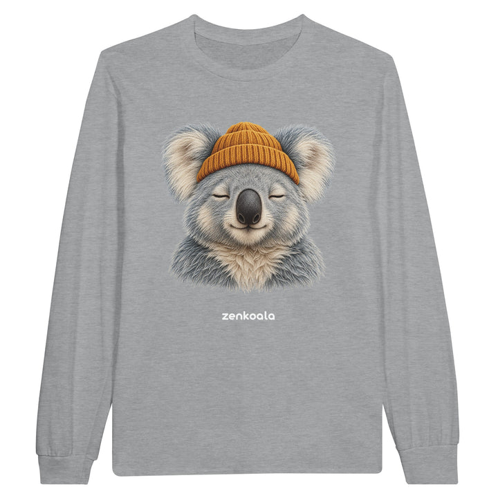Koala Beanie feel-good long sleeve tee in sports grey, Zen Koala Australia
