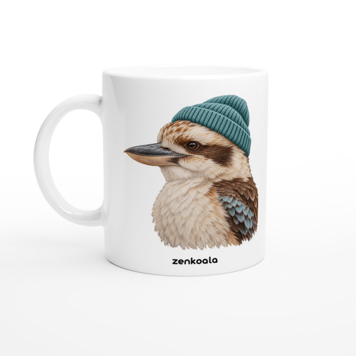 Kookaburra Beanie mug in all white, Zen Koala Australia