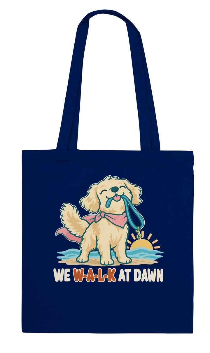 We Walk at Dawn feel-good tote bag in navy, Zen Koala Australia