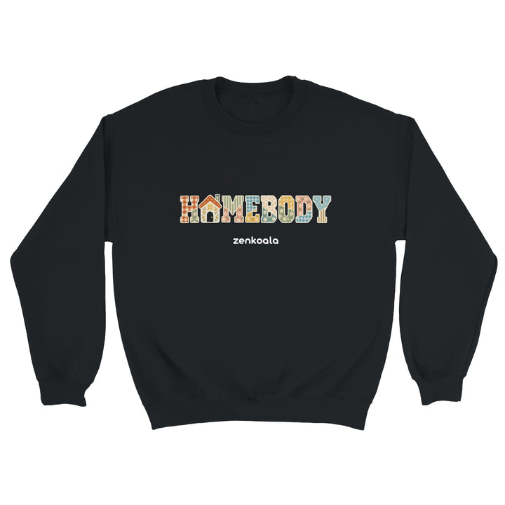 Homebody Faux Patchwork feel-good sweatshirt in black, Zen Koala Australia