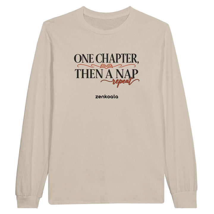 One Chapter Then a Nap feel-good long sleeve tee in sand, Zen Koala Australia