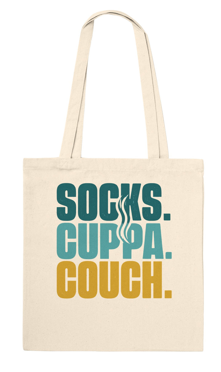 Socks Cuppa Couch feel-good tote bag in natural, Zen Koala Australia