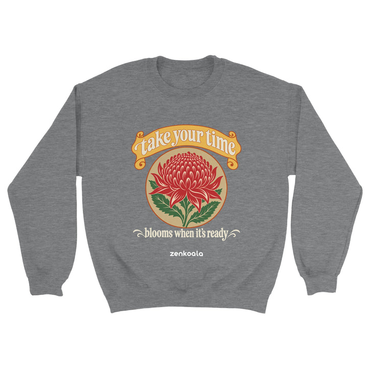 Take Your Time feel-good sweatshirt in sport grey, Zen Koala Australia
