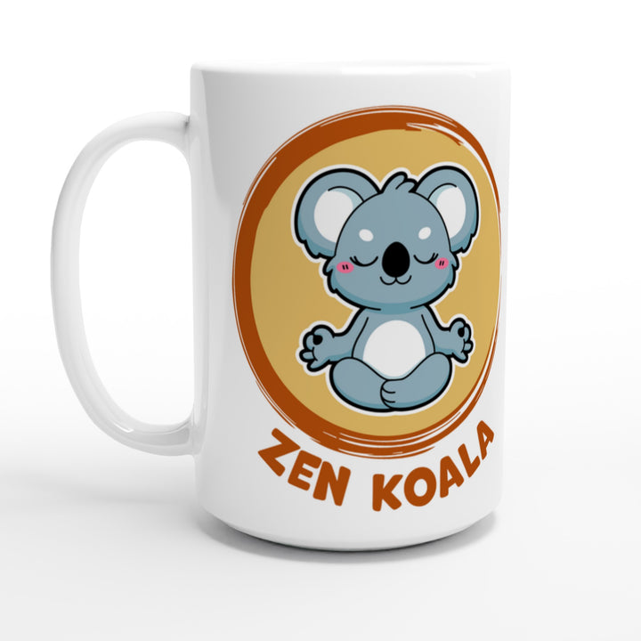 Zen Koala feel-good 15oz mug: our meditating koala in a golden circle, Zen Koala Australia
