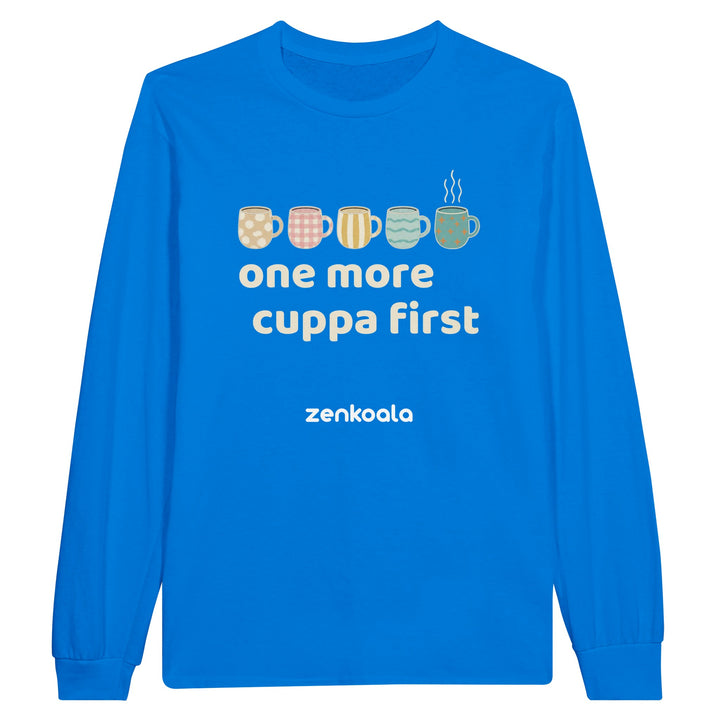 One More Cuppa First long sleeve tee in royal — Zen Koala Australia