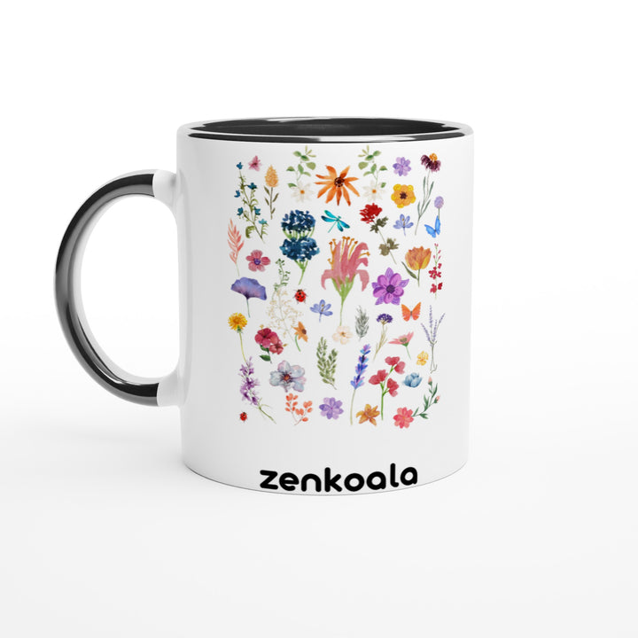Stay Wild mug in black: white with a black rim, inside and handle, Zen Koala Australia