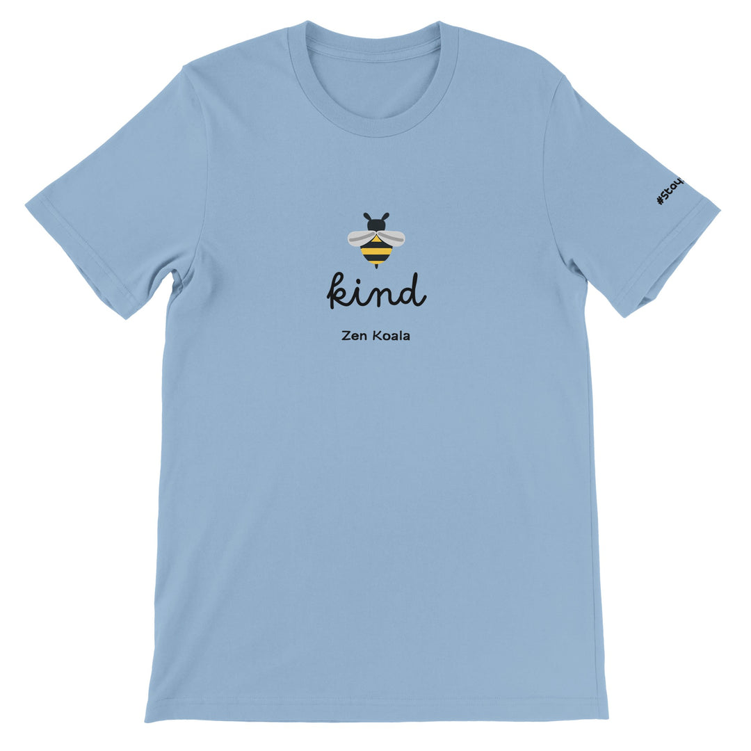 Bee Kind feel-good t-shirt in light blue — Zen Koala Australia