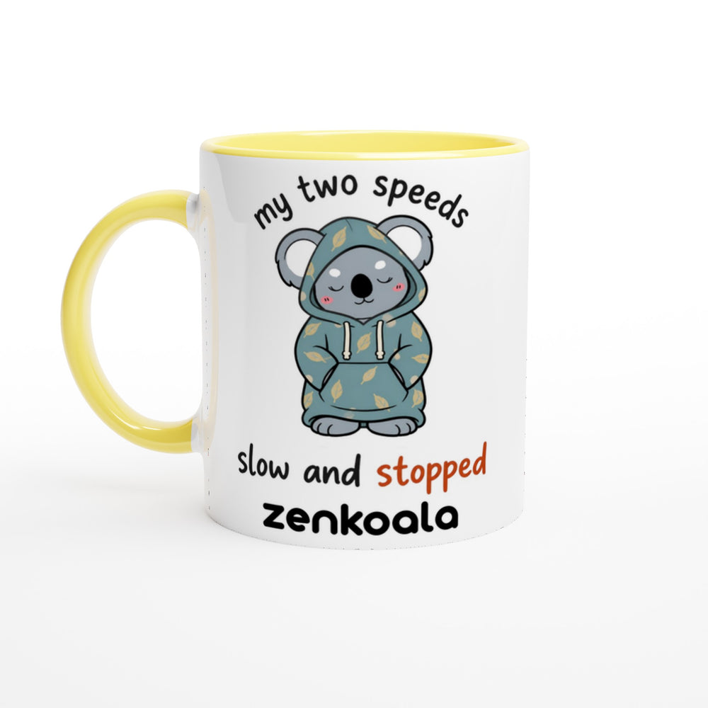My Two Speeds Slow and Stopped feel-good mug, yellow inside — Zen Koala Australia