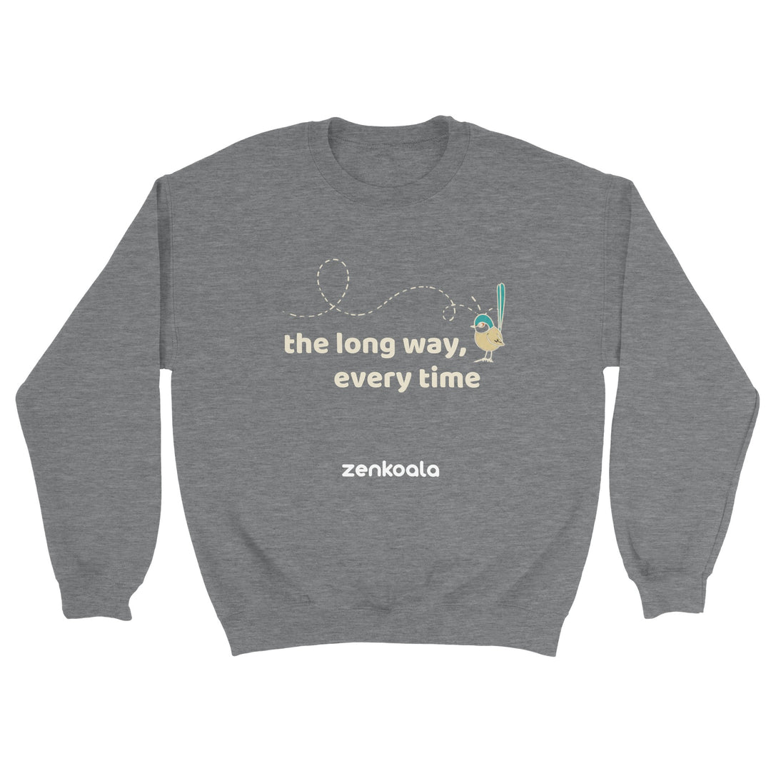 The Long Way Every Time feel-good sweatshirt in sport grey — Zen Koala Australia