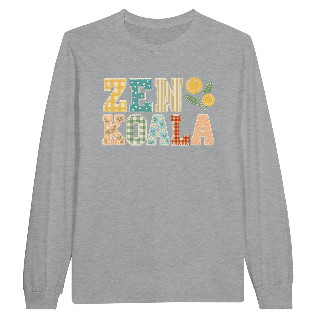 Zen Koala Faux Patchwork feel-good long sleeve tee in sports grey, Zen Koala Australia
