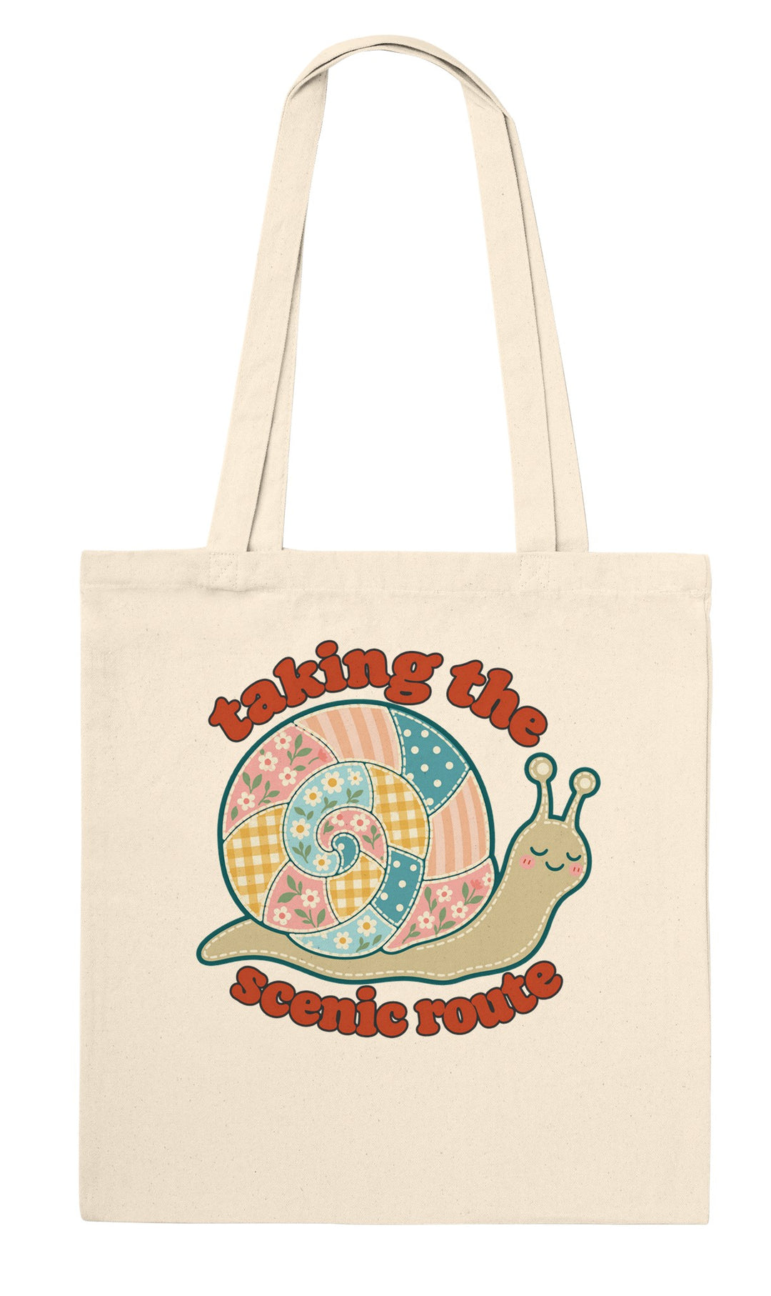 Taking the Scenic Route Snail feel-good tote bag in natural, Zen Koala Australia