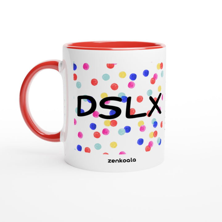 Dyslexia is my SuperPower mug in red: white with a red rim, inside and handle, Zen Koala Australia