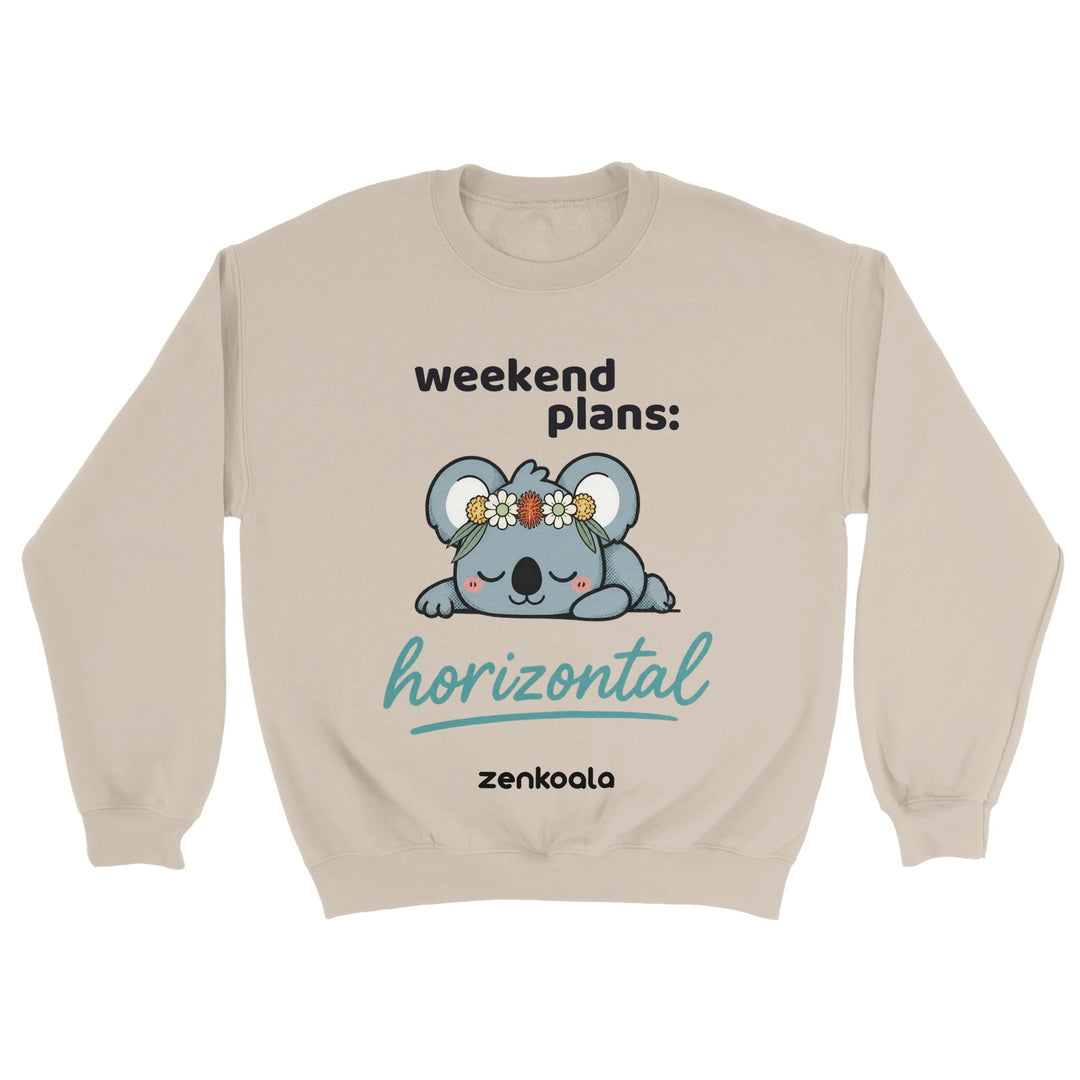 Weekend Plans Horizontal Koala feel-good sweatshirt in sand — Zen Koala Australia