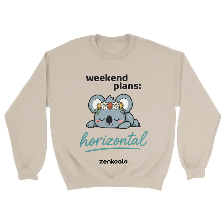 Weekend Plans Horizontal Koala feel-good sweatshirt in sand — Zen Koala Australia
