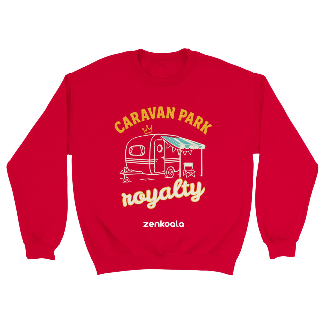 Caravan Park Royalty feel-good sweatshirt in red — Zen Koala Australia