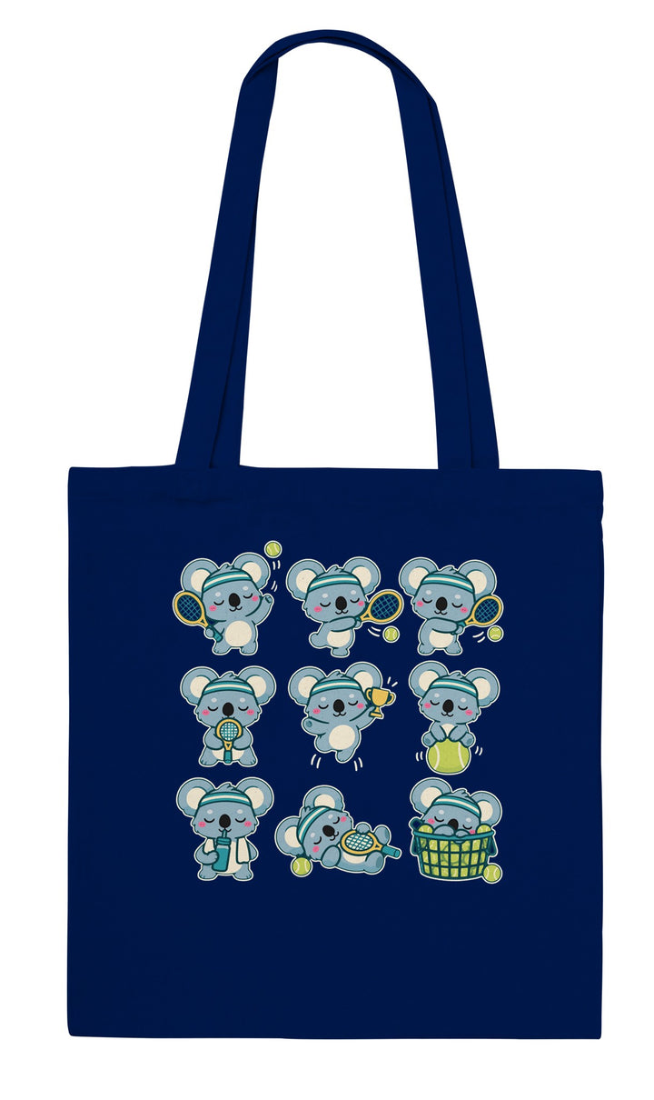 Tennis Koalas feel-good tote bag in navy, Zen Koala Australia