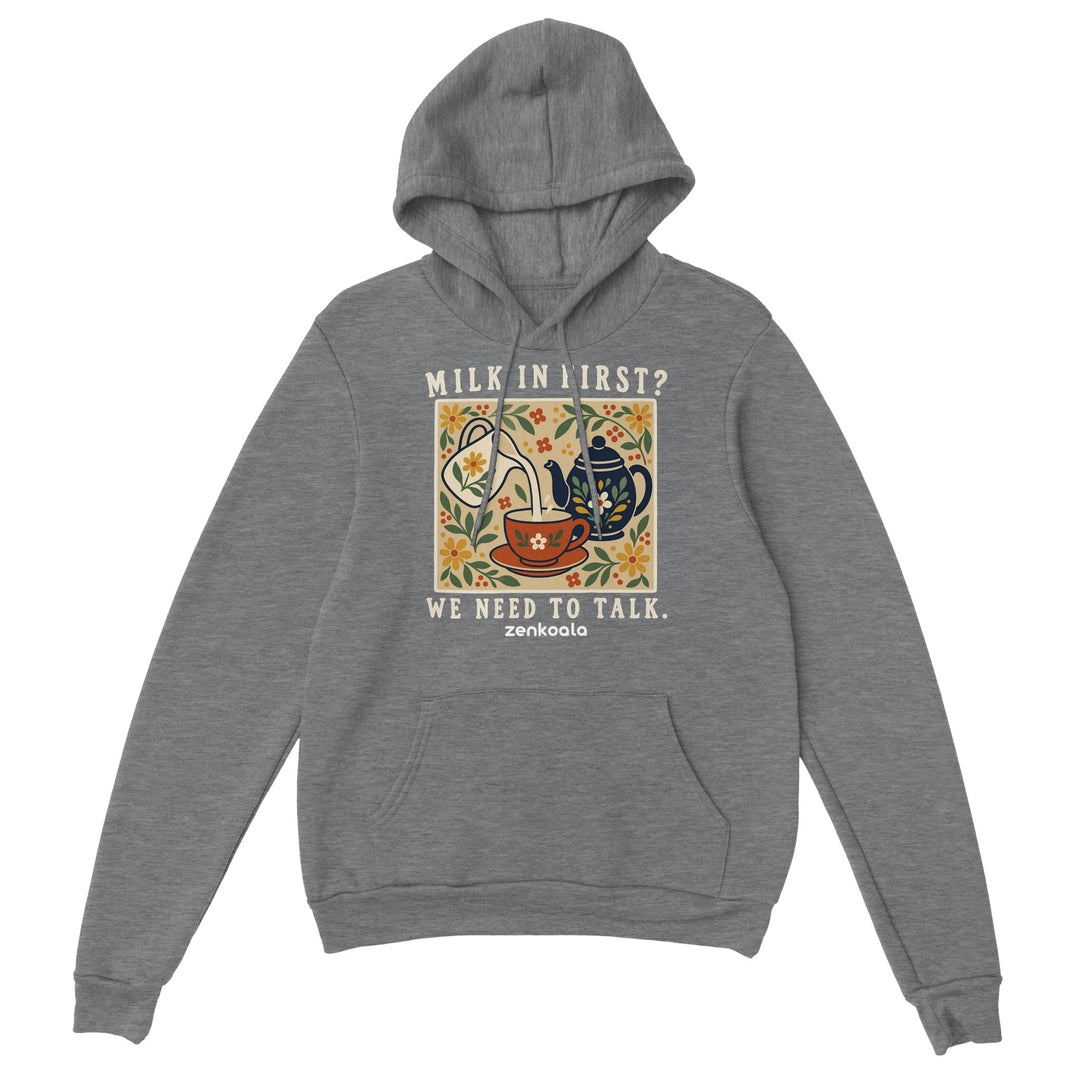 Milk in First feel-good hoodie in sport grey, Zen Koala Australia