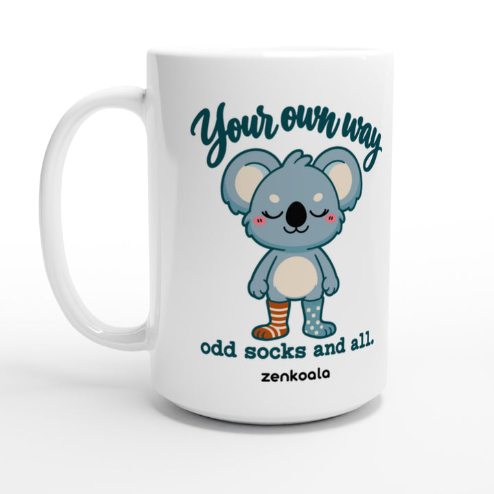 Your Own Way feel-good 15oz mug: a koala in odd socks, Zen Koala Australia