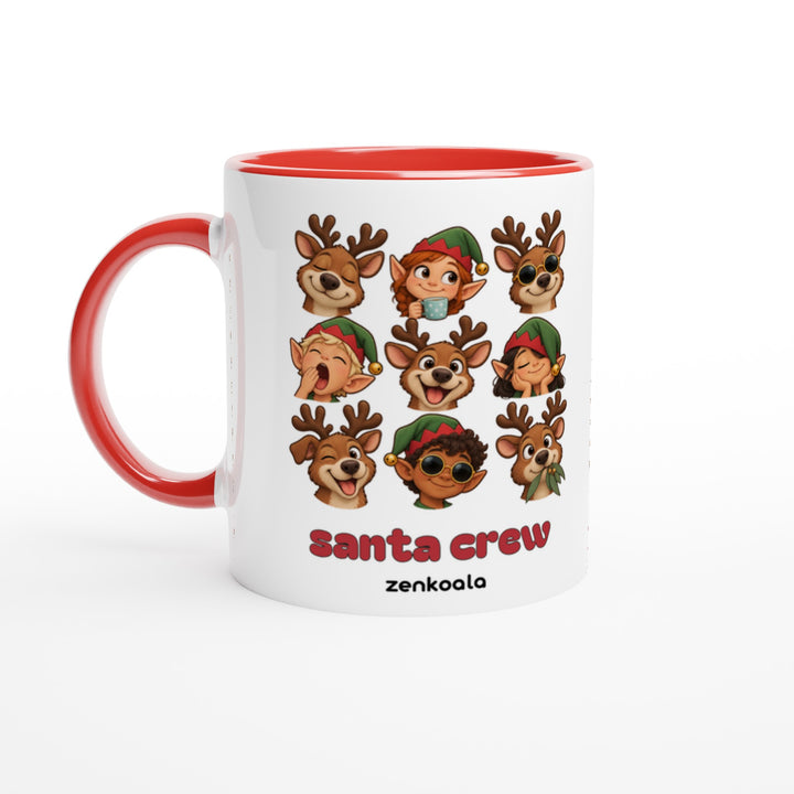 Santa Crew feel-good mug: a crew of reindeer and elves, Zen Koala Australia