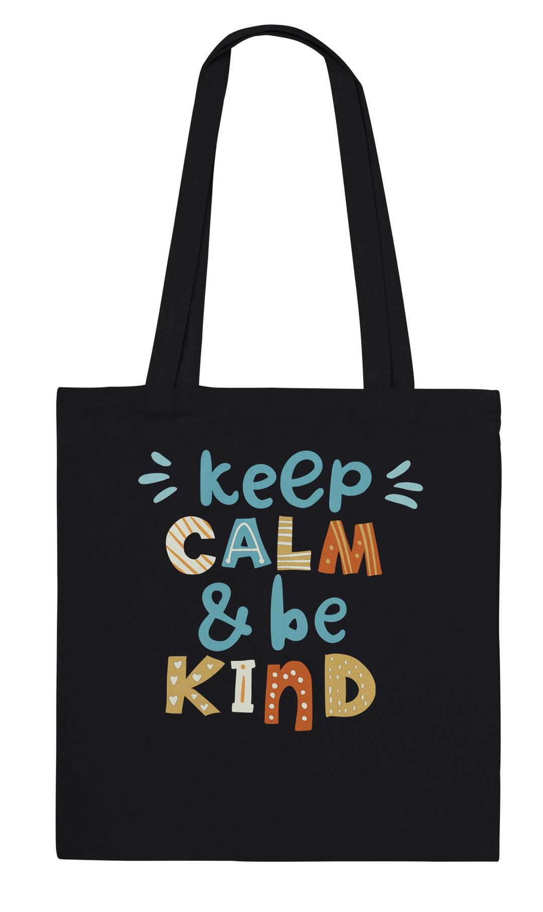 Keep Calm, Be Kind feel-good tote bag in black, Zen Koala Australia