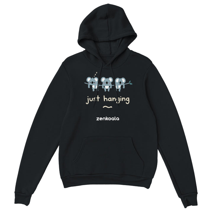 Just Hanging feel-good hoodie in Black — Zen Koala Australia