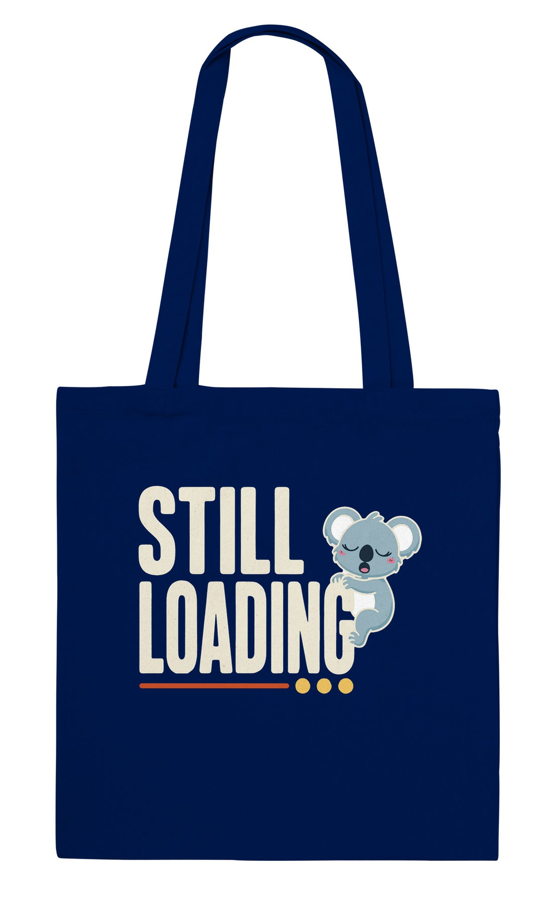 Still Loading Koala feel-good tote bag in navy, Zen Koala Australia