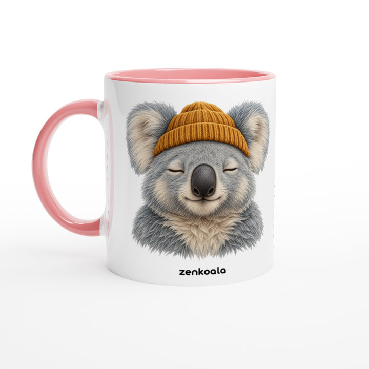 Koala Beanie mug in pink: white with a pink rim, inside and handle, Zen Koala Australia