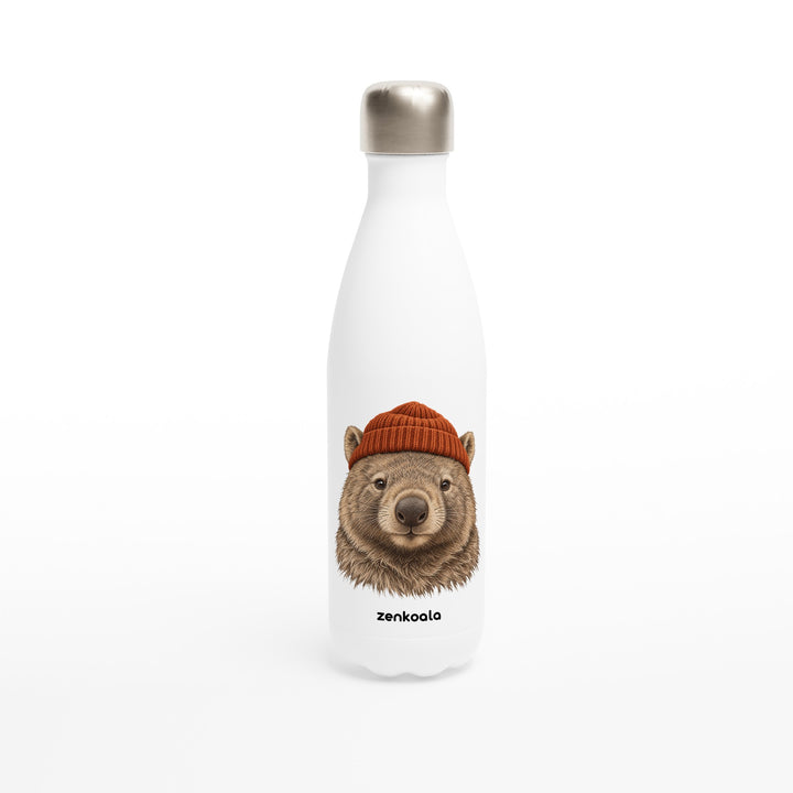 Wombat Beanie feel-good water bottle: a wombat in a beanie, Zen Koala Australia