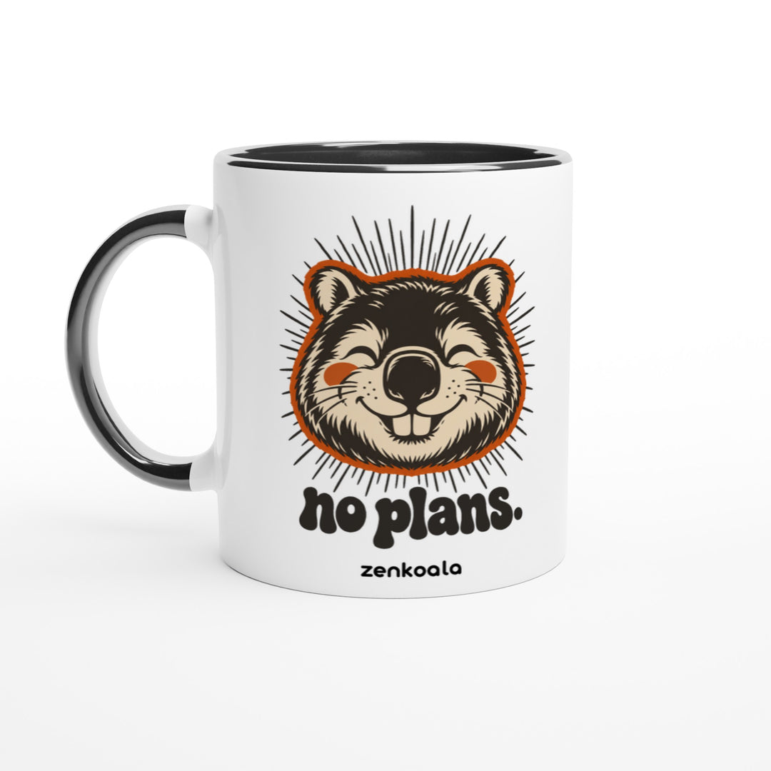 No Plans feel-good mug: a grinning wombat, Zen Koala Australia