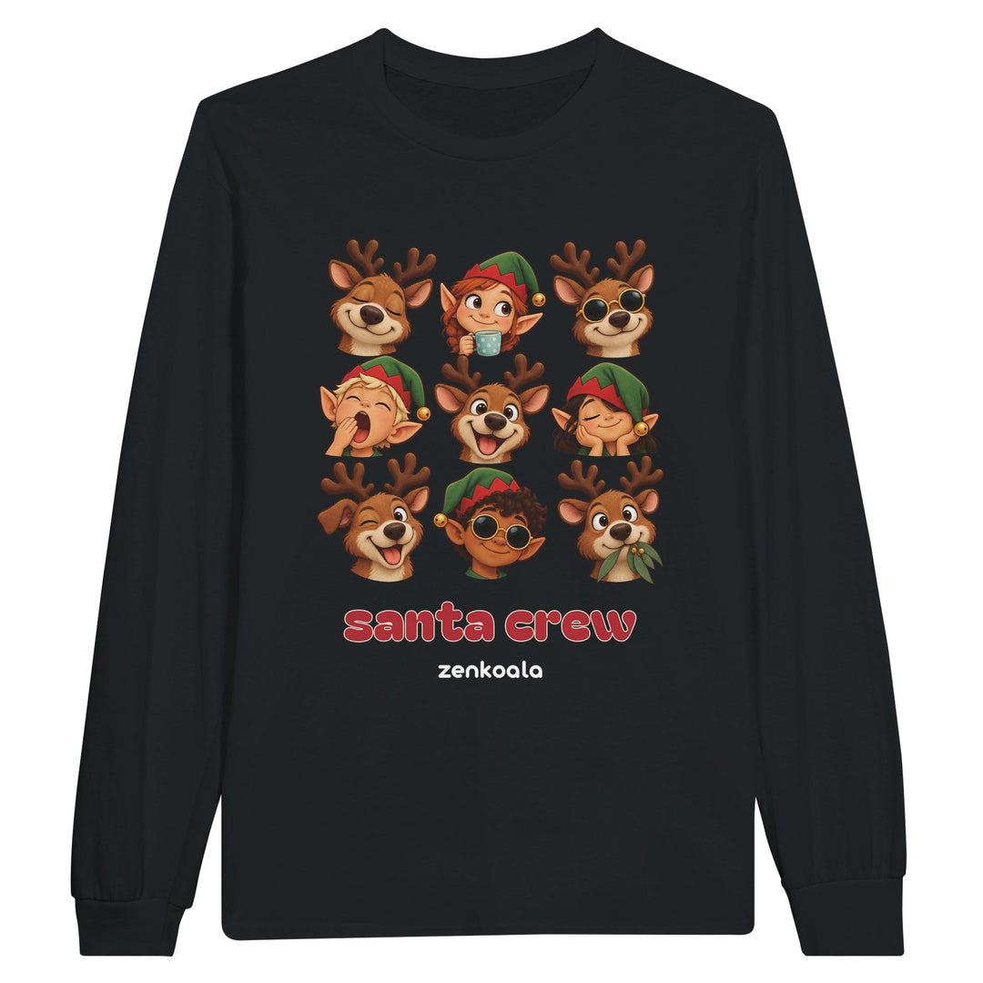 Santa Crew feel-good long sleeve tee in black, Zen Koala Australia