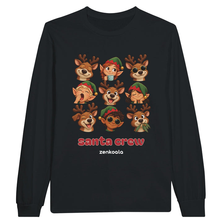 Santa Crew feel-good long sleeve tee in black, Zen Koala Australia